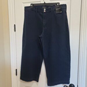 Banana Republic High Rise Wide Leg Crop Women's Size 34 Premium Denim NWT Dark